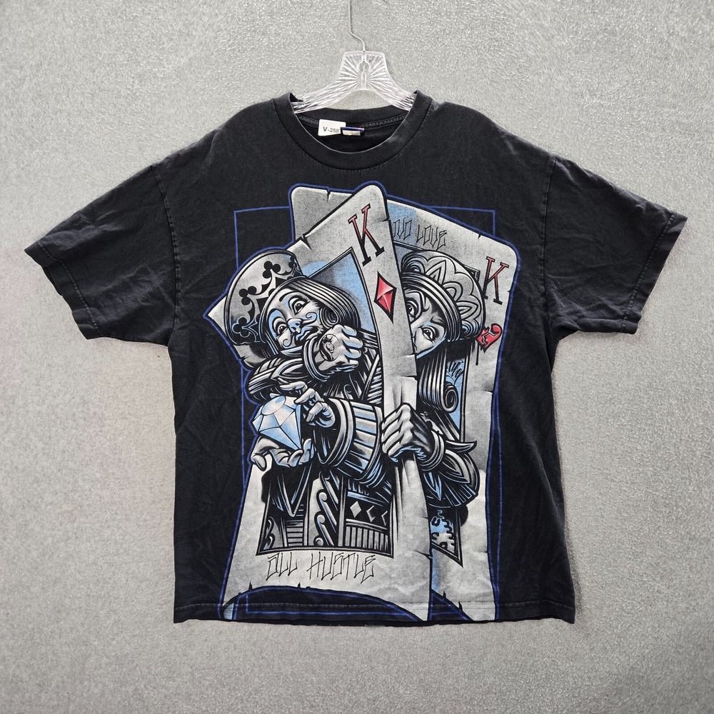 OG OBEL Men Shirt XL Black King of‎ Hearts No Love All Hustle Logo Graphic Tee